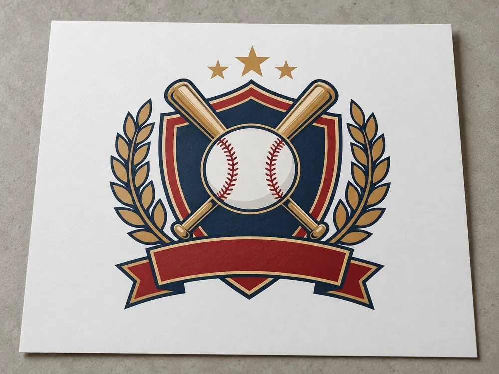 Crossed Bats Athletic Crest Vector