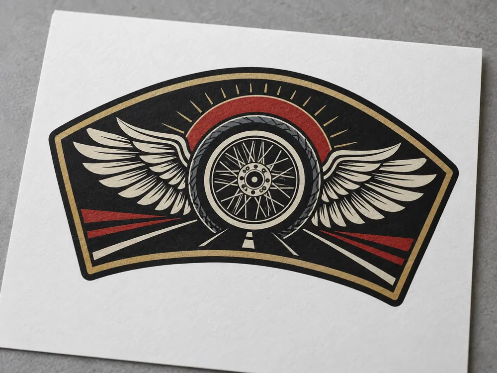 Wheel Wings Biker Patch Vector — Biker Patch Vector Design sample