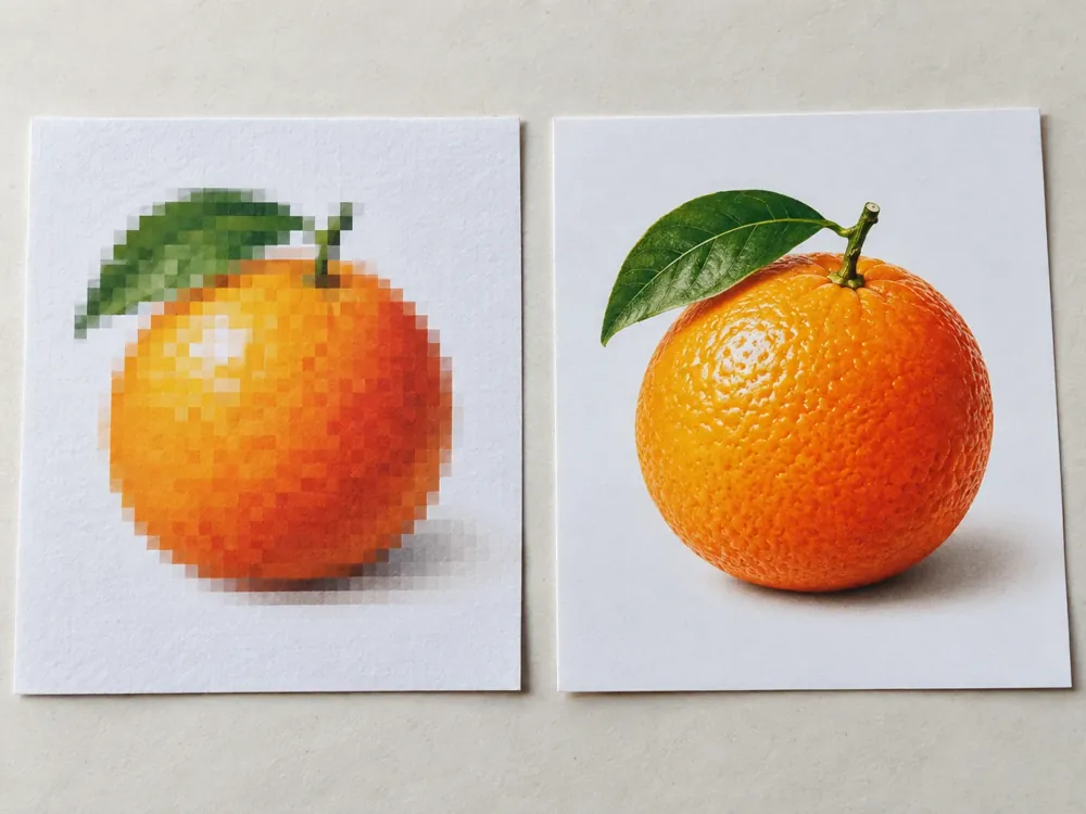 Pixelated Orange Bitmap to Print — Bitmap to Print Conversion sample