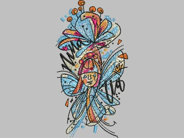 Boho Fairy Sketch — Detailed Illustration Digitizing sample