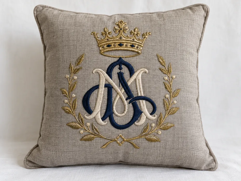 Crowned Monogram Cushion
