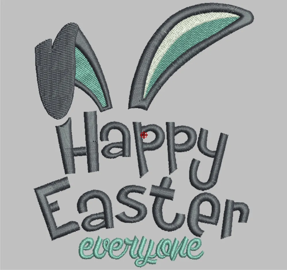 Happy Easter Everyone Bunny Ears — Monogram & Text Digitizing sample