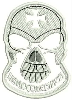 Hardcore Biker Skull Patch — Chopper Skull Embroidery File sample