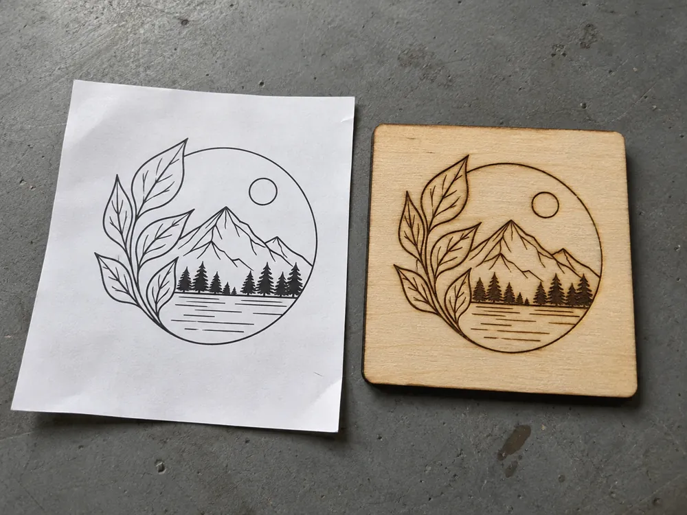 Mountain Leaf Laser Engraving