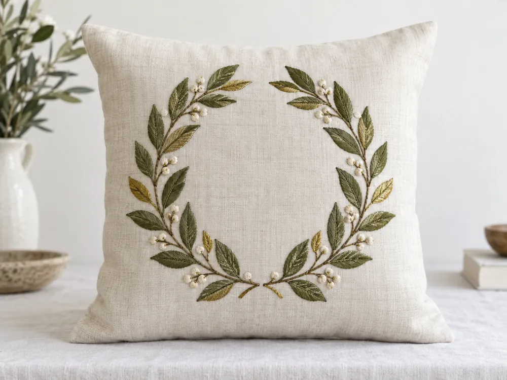 Laurel Wreath Linen Pillow