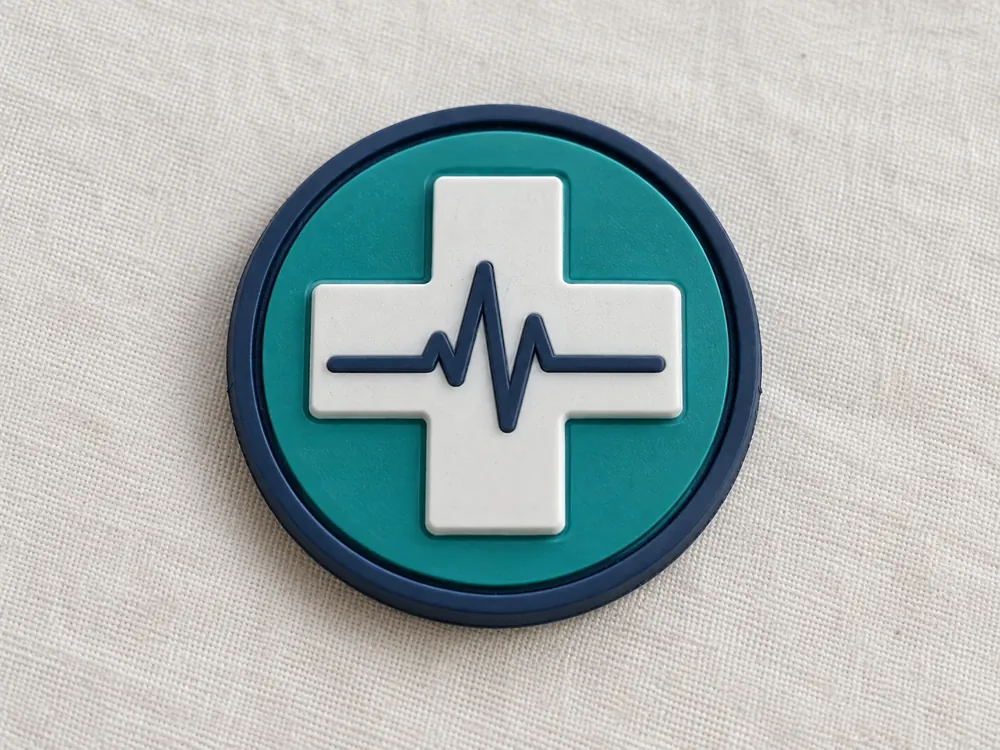 Heartbeat Medical Cross PVC — Medical Cross PVC Patch Artwork sample