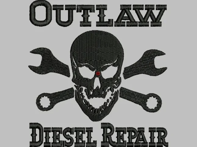 Outlaw Diesel Repair Skull Logo — Custom Logo Digitizing sample