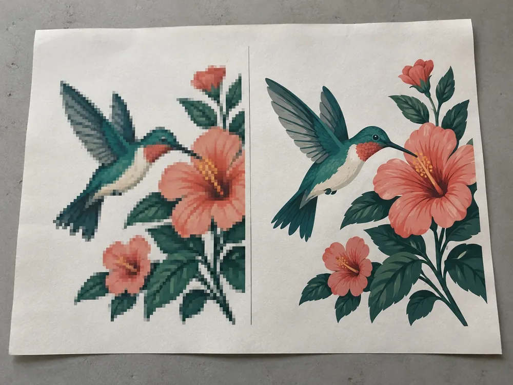 Hummingbird Hibiscus Raster to Vector