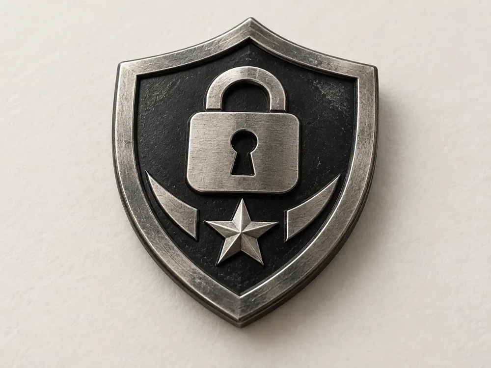 Padlock Security Metal Shield — Security Metal Shield Vector sample