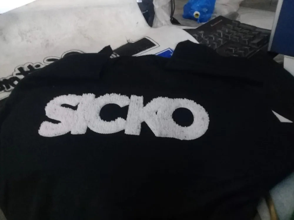 Sicko Chenille Hoodie Back — Oversized Streetwear Chenille sample