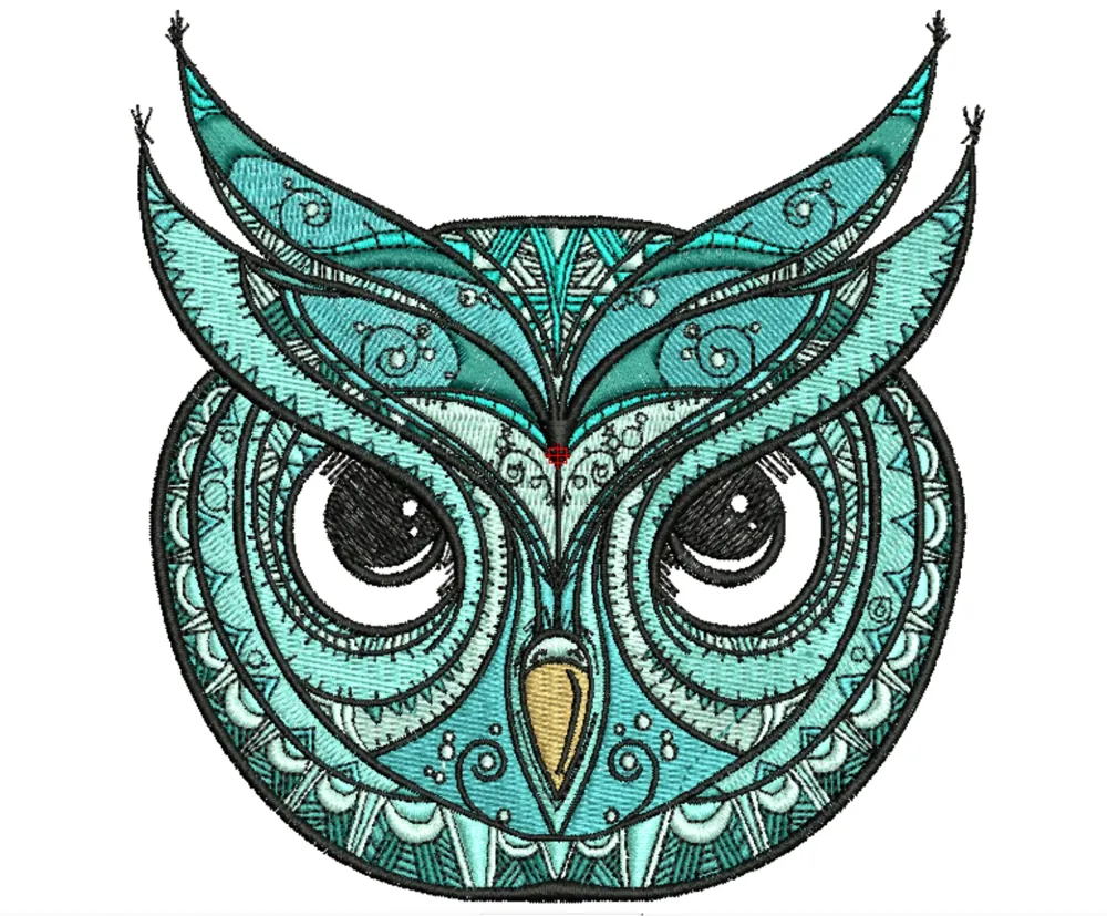 Turquoise Mandala Owl — Detailed Illustration Digitizing sample